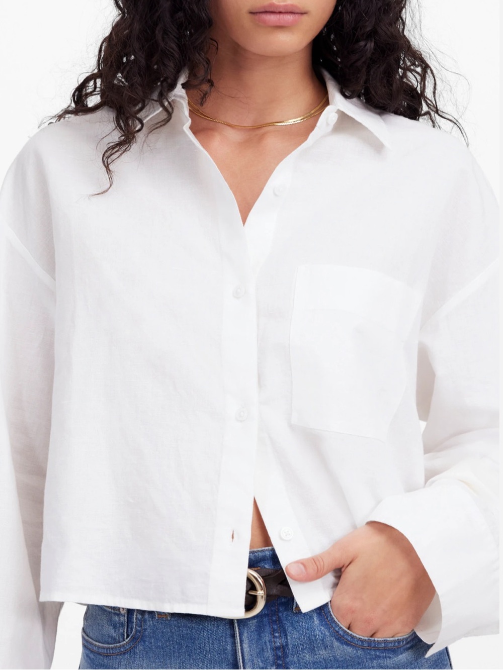 Madewell White Linen/Cotton Button-Down Shirt